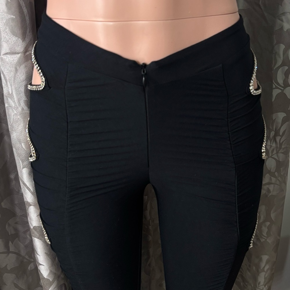 NWT I.AM.GIA Women’s Black Lovedoll Rhinestone Diamond
Ruched Skinny Pants - Picture 8 of 11
